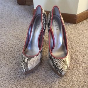 Guess Snake Print with Red Piping Pump